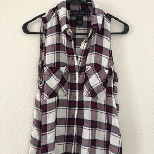 Plaid button up tank top